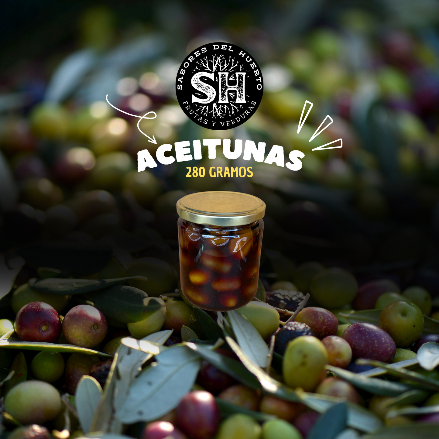 Aceituna en frasco de vidrio